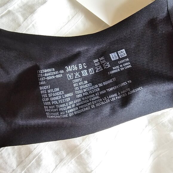 Uniqlo Wireless Bra 3D Hold - 2024 - Black - 34/36 B C - NWT - Picture 6 of 8